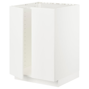 METOD Base cabinet for sink + 2 doors, white/Veddinge white, 60x60 cm