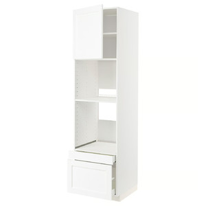 METOD / MAXIMERA Hi cab f ov/combi ov w dr/2 drwrs, white Enköping/white wood effect, 60x60x220 cm