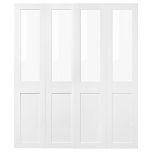 GRIMO Pair of sliding doors, glass/white, 200x236 cm