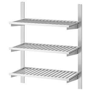 KUNGSFORS Suspension rail with shelves, stainless steel