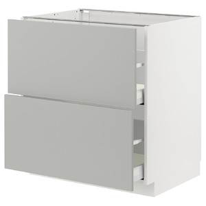 METOD / MAXIMERA Base cb 2 fronts/2 high drawers, white/Havstorp light grey, 80x60 cm