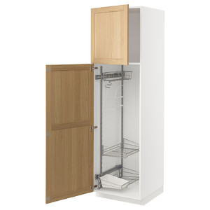 METOD High cabinet with cleaning interior, white/Forsbacka oak, 60x60x200 cm