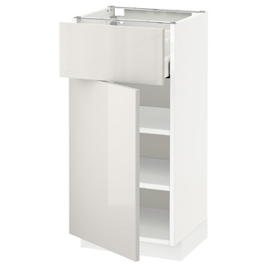 METOD / MAXIMERA Base cabinet with drawer/door, white/Ringhult light grey, 40x37 cm