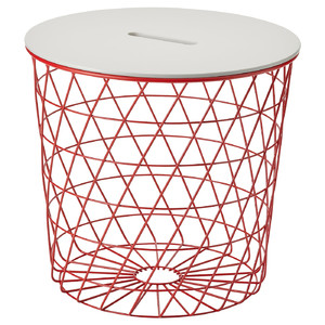 KVISTBRO Storage table, red/light grey, 44 cm