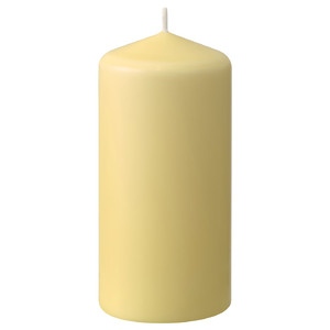 DAGLIGEN Unscented pillar candle, light yellow, 14 cm