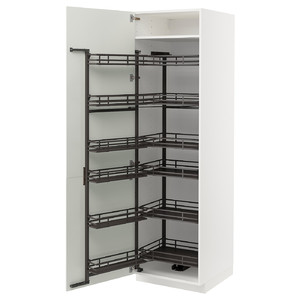 METOD High cabinet with pull-out larder, white/Bodbyn off-white, 60x60x200 cm