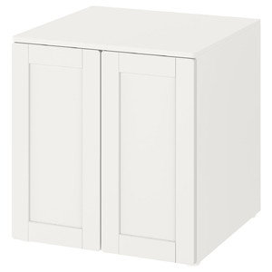SMÅSTAD / PLATSA Cabinet, white with frame, with 1 shelf, 60x55x63 cm