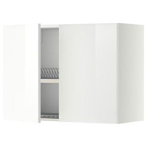 METOD Wall cabinet w dish drainer/2 doors, white/Ringhult white, 80x60 cm