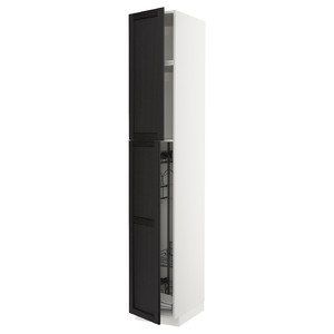 METOD High cabinet with cleaning interior, white/Lerhyttan black stained, 40x60x240 cm