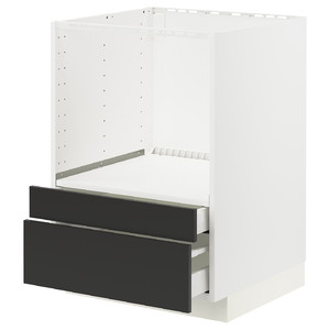 METOD / MAXIMERA Base cabinet f combi micro/drawers, white/Nickebo matt anthracite, 60x60 cm
