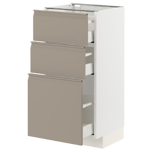 METOD / MAXIMERA Base cabinet with 3 drawers, white/Upplöv matt dark beige, 40x37 cm