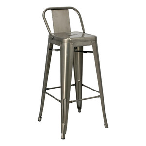 Bar Stool Paris Back Short 75cm, metallic