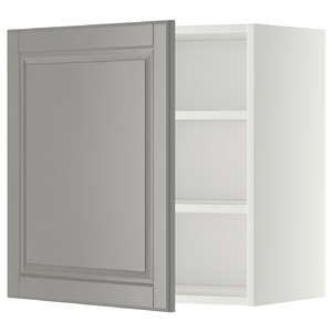 METOD Wall cabinet with shelves, white/Bodbyn grey, 60x60 cm