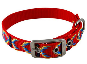 CHABA Dog Collar Patterned Lux 16mm x 35cm, red