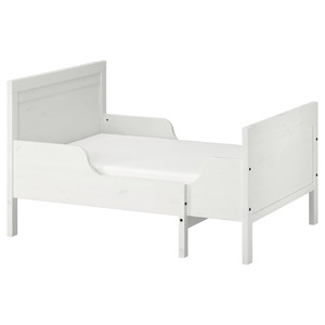 SUNDVIK Ext bed frame with slatted bed base, white, 80x200 cm