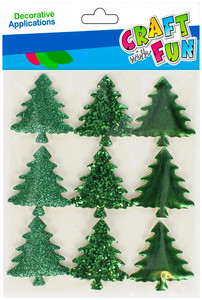Craft Christmas Self-Adhesive Decoration Set Christmas Tree 9pcs, green