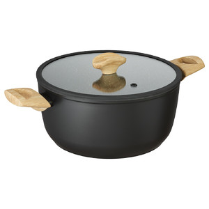 HUSKNUT Pot with lid, black, 4.7 l