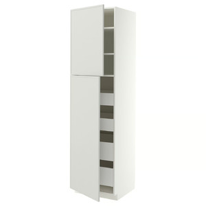 METOD/MAXIMERA Hi cab w 2 doors/4 drawers, white/Aspudden light grey, 60x60x220 cm