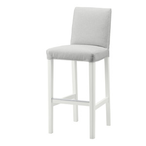 BERGMUND Bar stool with backrest, white/Orrsta light grey, 75 cm