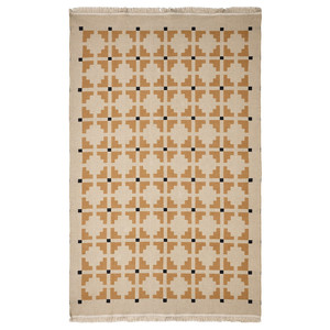 TELEGRAFLINJE Rug, flatwoven, yellow-beige, 170x240 cm