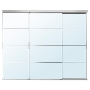 SKYTTA / AULI Sliding door combination, aluminium/mirror glass, 251x205 cm
