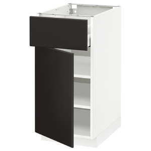 METOD / MAXIMERA Base cabinet with drawer/door, white/Kungsbacka anthracite, 40x60 cm