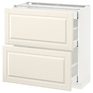 METOD / MAXIMERA Base cab with 2 fronts/3 drawers, white, Bodbyn off-white, 80x37 cm