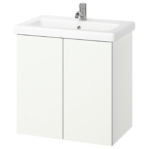 ENHET / TVÄLLEN Wash-stnd w doors/wash-basin/tap, white, 64x43x65 cm