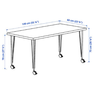 LAGKAPTEN / KRILLE Desk, white stained oak effect black, 140x60 cm