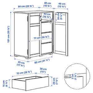 GREÅKER Cabinet with drawers, white, 84x101 cm