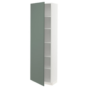 METOD High cabinet with shelves, white/Bodarp grey-green, 60x37x200 cm