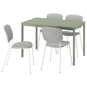 VIHALS / VIHALS Table and 4 chairs, green/white Tibbleby beige-grey, 120/180x74 cm