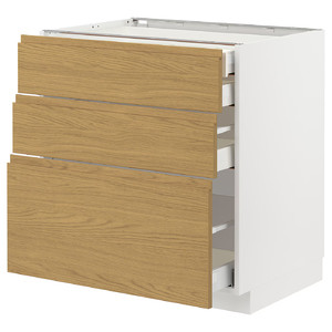 METOD / MAXIMERA Base cb 3 frnts/2 low/1 md/1 hi drw, white/Voxtorp oak effect, 80x60 cm