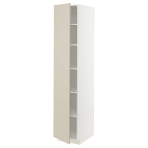 METOD High cabinet with shelves, white/Havstorp beige, 40x60x200 cm