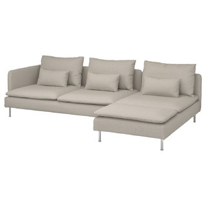 SÖDERHAMN 4-seat sofa with chaise longue, and open end Fridtuna/light beige