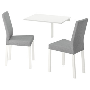 NORBERG / KÄTTIL Table and 2 chairs, white/Knisa light grey, 74 cm