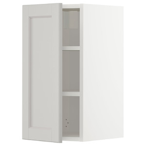 METOD Wall cabinet with shelves, white/Lerhyttan light grey, 30x60 cm