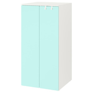 SMÅSTAD / PLATSA Wardrobe, white/pale turquoise, 60x57x123 cm