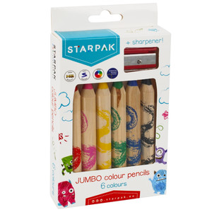 Starpak Jumbo Colour Pencils 6pcs + Sharpener