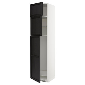 METOD High cab for fridge with 3 doors, white/Lerhyttan black stained, 60x60x240 cm