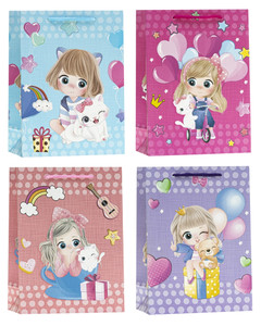 Gift Bag for Children 310x400 Girl 12pcs, assorted patterns