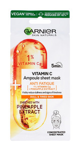 Garnier Skin Naturals 1% Vitamin Cg + Pineapple Anti Fatigue Ampoule Sheet Mask Vegan 15g
