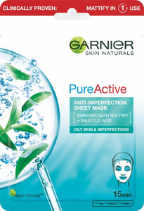 Garnier Skin Naturals Pure Active Anti-Imperfection Sheet Mask Vegan 23g