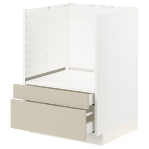 METOD / MAXIMERA Base cabinet f combi micro/drawers, white/Havstorp beige, 60x60 cm
