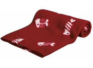 Trixie Dog Blanket 100x70cm, dark red/white fish