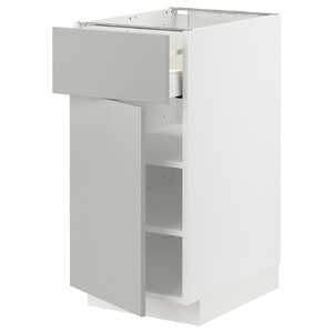 METOD / MAXIMERA Base cabinet with drawer/door, white/Havstorp light grey, 40x60 cm
