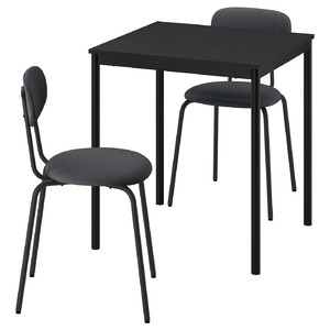 SANDSBERG Table and 2 chairs, black black/Remmarn anthracite anthracite, 67x67 cm