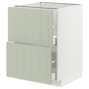 METOD / MAXIMERA Base cb 2 fronts/2 high drawers, white/Stensund light green, 60x60 cm