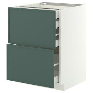 METOD/MAXIMERA Base cb 2 frnts/2 low/1 md/1 hi drw, white/Aspudden dark grey-green, 60x60 cm