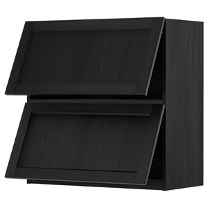 METOD Wall cabinet horizontal w 2 doors, black/Lerhyttan black stained, 80x80 cm
